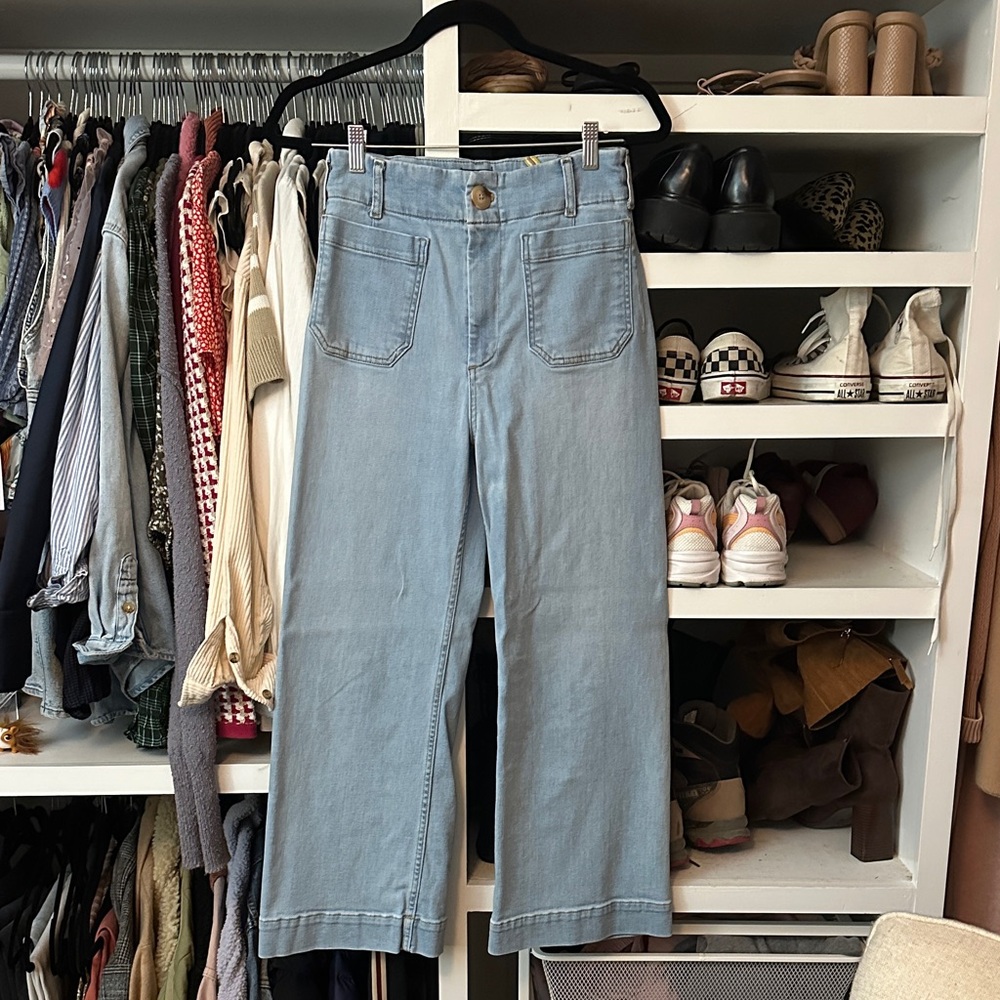 Anthropologie The Colette Crop High-Rise Wide-Leg Jeans by Maeve